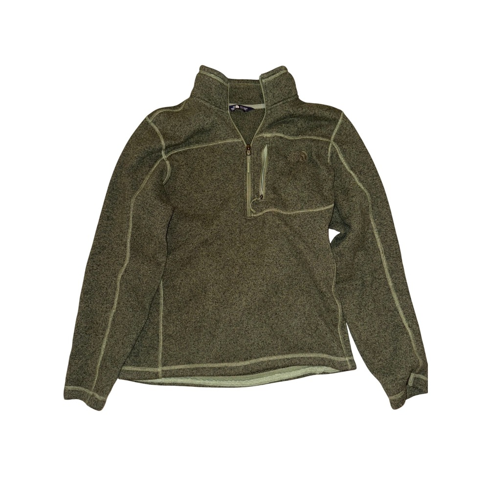 The North Face Mens Gordon Lyons 1/4 Zip Fleece Pullover Heather Green Medium